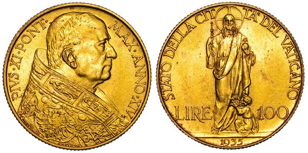 VATICANO. PIO XI, 1922-1939. 100 Lire 1935/A. XIV.