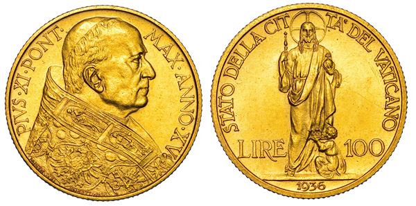 VATICANO. PIO XI, 1922-1939. 100 Lire 1936/A. XV.