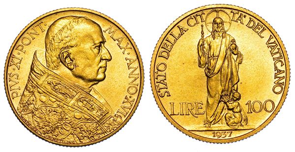 VATICANO. PIO XI, 1922-1939. 100 Lire 1937/A. XVI.