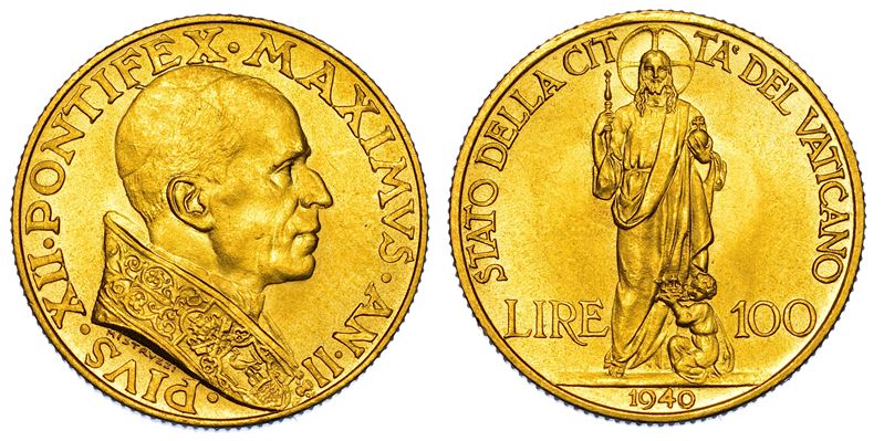 VATICANO. PIO XII, 1939-1958. 100 Lire 1940/A. II.  - Asta Numismatica - I - Cambi Casa d'Aste