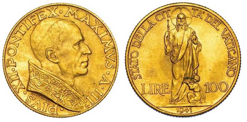 VATICANO. PIO XII, 1939-1958. 100 Lire 1941/A. III.  - Asta Numismatica - I - Cambi Casa d'Aste