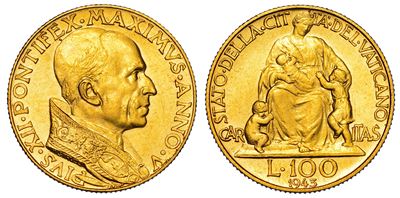 Vaticano. Pio XII, 1939-1958. 100 Lire 1943/a. V.