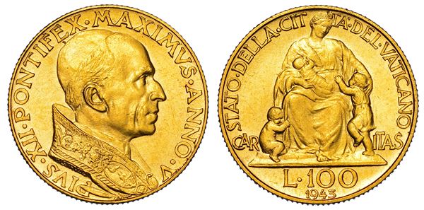 VATICANO. PIO XII, 1939-1958. 100 Lire 1943/A. V.