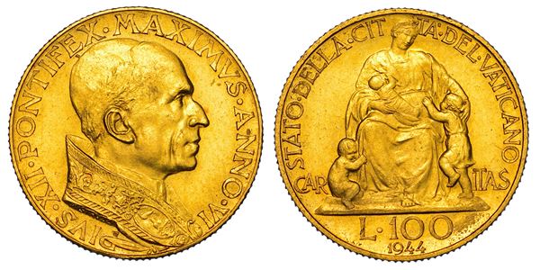 VATICANO. PIO XII, 1939-1958. 100 Lire 1944/A. VI.
