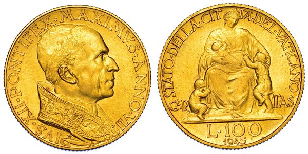 VATICANO. PIO XII, 1939-1958. 100 Lire 1945/A. VII.