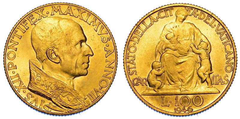 VATICANO. PIO XII, 1939-1958. 100 Lire 1946/A. VIII.  - Asta Numismatica - I - Cambi Casa d'Aste