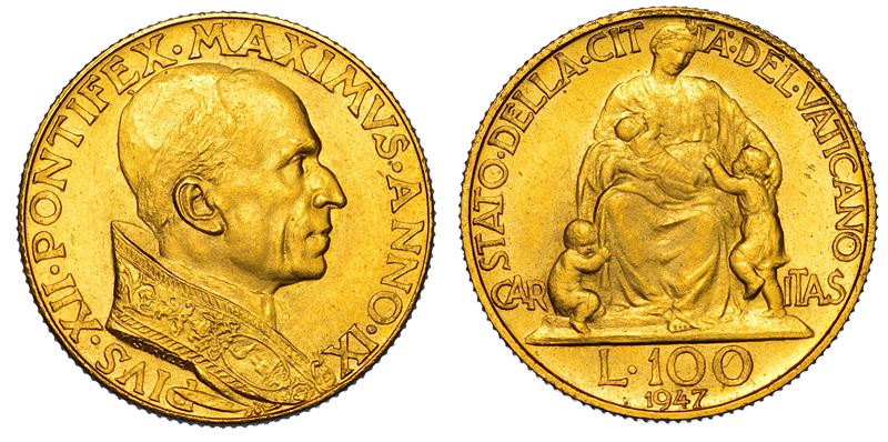 VATICANO. PIO XII, 1939-1958. 100 Lire 1947/A. IX.  - Asta Numismatica - I - Cambi Casa d'Aste