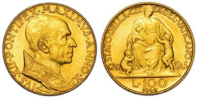 Vaticano. Pio XII, 1939-1958. 100 Lire 1949/a. XI.