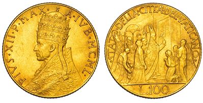 Vaticano. Pio XII, 1939-1958. 100 Lire 1950/a. Iub.