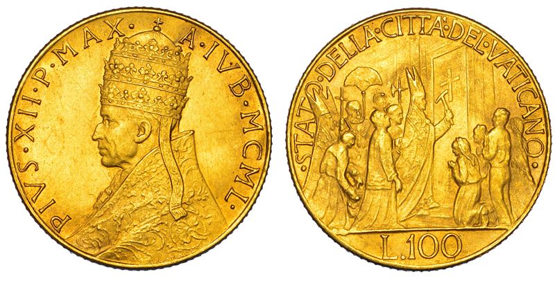 VATICANO. PIO XII, 1939-1958. 100 Lire 1950/A. Iub.  - Asta Numismatica - I - Cambi Casa d'Aste