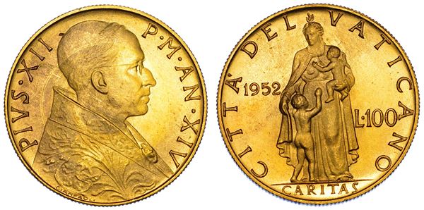 VATICANO. PIO XII, 1939-1958. 100 Lire 1952/A. XIV.