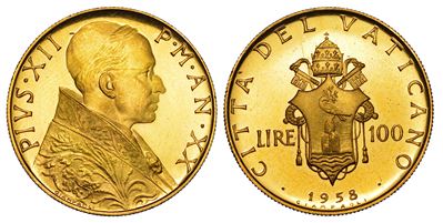 Vaticano. Pio XII, 1939-1958. 100 Lire 1958/a. XX.