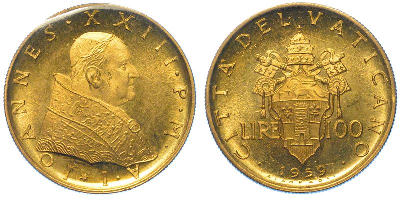 VATICANO. GIOVANNI XXIII, 1958-1963. 100 Lire 1959.  - Asta Numismatica - I - Cambi Casa d'Aste