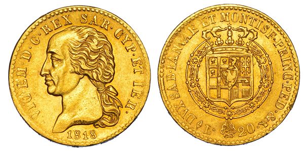 REGNO DI SARDEGNA. VITTORIO EMANUELE I DI SAVOIA, 1802-1821. 20 Lire 1818. Torino.