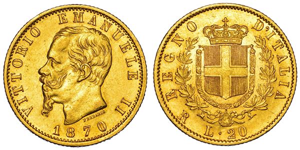 REGNO D'ITALIA. VITTORIO EMANUELE II DI SAVOIA, 1861-1878. 20 Lire 1870. Roma.