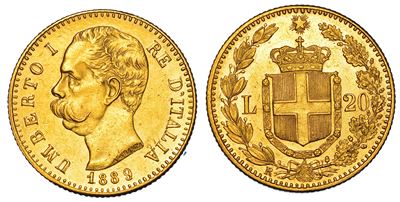 Regno D'italia. Umberto i di Savoia, 1878-1900. 20 Lire 1889.