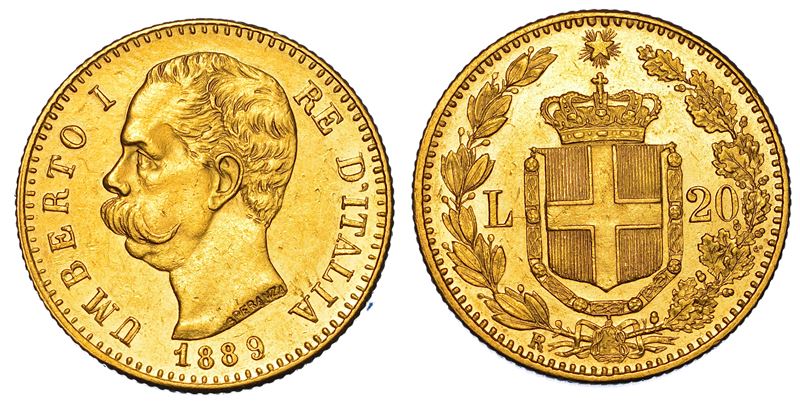 REGNO D'ITALIA. UMBERTO I DI SAVOIA, 1878-1900. 20 Lire 1889.  - Auction Numismatics - I - Cambi Casa d'Aste