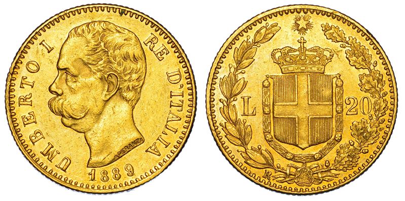 REGNO D'ITALIA. UMBERTO I DI SAVOIA, 1878-1900. 20 Lire 1889.  - Asta Numismatica - I - Cambi Casa d'Aste