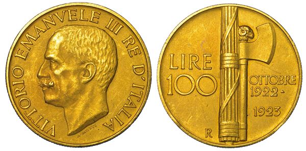 REGNO D'ITALIA. VITTORIO EMANUELE III DI SAVOIA, 1900-1946. 100 Lire 1923. Fascio.