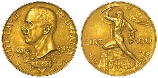 REGNO D'ITALIA. VITTORIO EMANUELE III DI SAVOIA, 1900-1946. 100 Lire 1925. Vetta d’Italia.