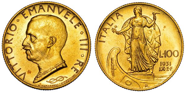 REGNO D'ITALIA. VITTORIO EMANUELE III DI SAVOIA, 1900-1946. 100 Lire 1931/A. IX. Italia su prora.