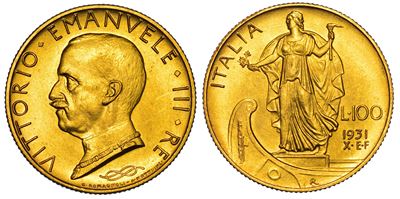Regno D'italia. Vittorio Emanuele III di Savoia, 1900-1946. 100 Lire 1931/a. X. Italia su Prora.
