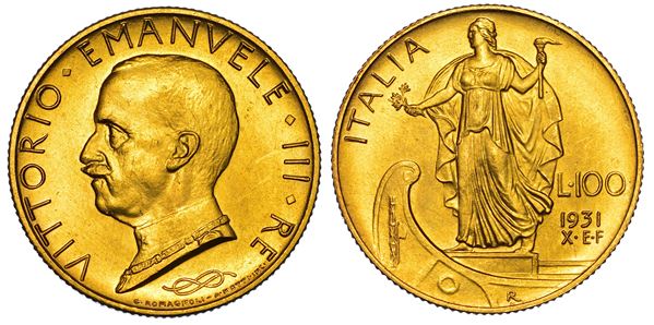 REGNO D'ITALIA. VITTORIO EMANUELE III DI SAVOIA, 1900-1946. 100 Lire 1931/A. X. Italia su prora.