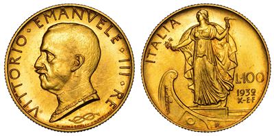 Regno D'italia. Vittorio Emanuele III di Savoia, 1900-1946. 100 Lire 1932/a. X. Italia su Prora.
