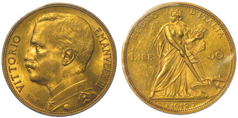 REGNO D'ITALIA. VITTORIO EMANUELE III DI SAVOIA, 1900-1946. 50 Lire 1912. Aratrice.  - Asta Numismatica - I - Cambi Casa d'Aste