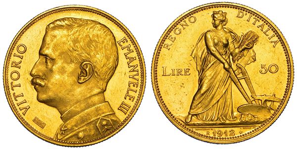 REGNO D'ITALIA. VITTORIO EMANUELE III DI SAVOIA, 1900-1946. 50 Lire 1912. Aratrice.