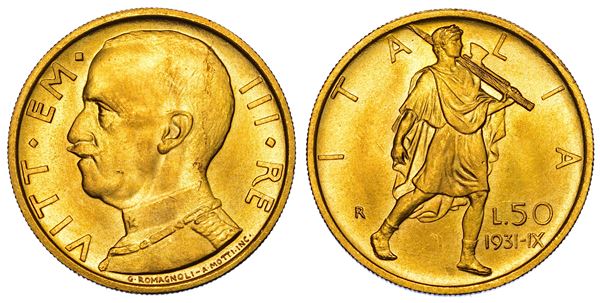REGNO D'ITALIA. VITTORIO EMANUELE III DI SAVOIA, 1900-1946. 50 lire 1931/A. IX. Littore.