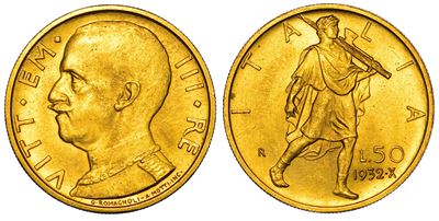 Regno D'italia. Vittorio Emanuele III di Savoia, 1900-1946. 50 Lire 1932/a. X. Littore.