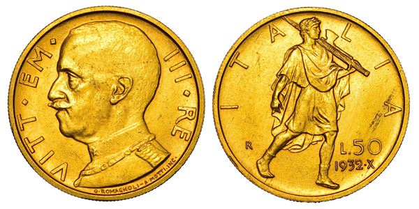REGNO D'ITALIA. VITTORIO EMANUELE III DI SAVOIA, 1900-1946. 50 Lire 1932/A. X. Littore.
