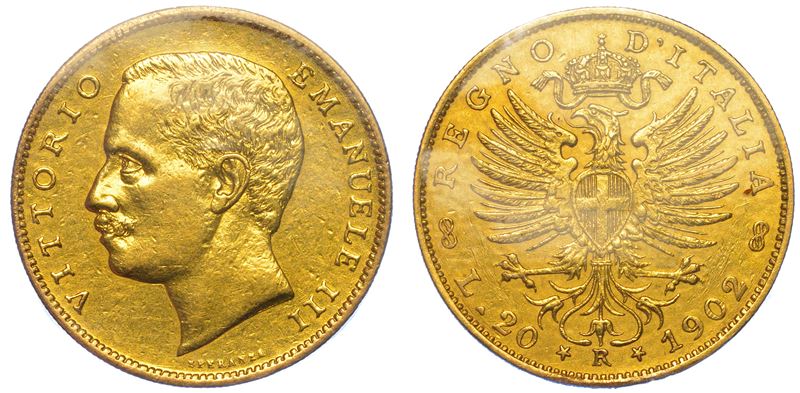 REGNO D'ITALIA. VITTORIO EMANUELE III DI SAVOIA, 1900-1946. 20 Lire 1902. Aquila.  - Auction Numismatics - I - Cambi Casa d'Aste