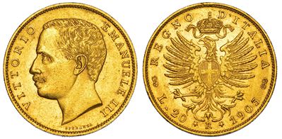 Regno D'italia. Vittorio Emanuele III di Savoia, 1900-1946. 20 Lire 1903. Aquila.