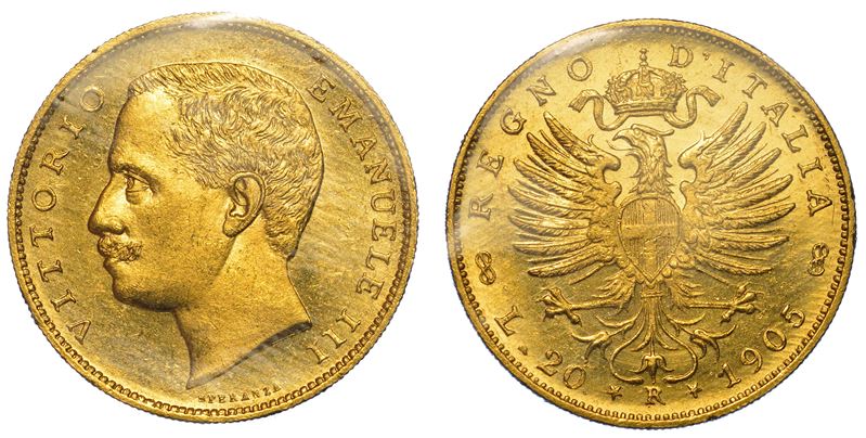 REGNO D'ITALIA. VITTORIO EMANUELE III DI SAVOIA, 1900-1946. 20 Lire 1905. Aquila.  - Asta Numismatica - I - Cambi Casa d'Aste