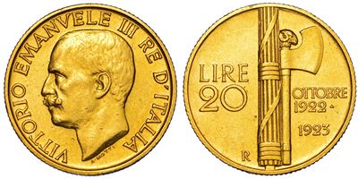 Regno D'italia. Vittorio Emanuele III di Savoia, 1900-1946. 20 Lire 1923. Fascetto.