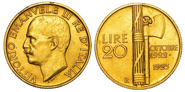 REGNO D'ITALIA. VITTORIO EMANUELE III DI SAVOIA, 1900-1946. 20 Lire 1923. Fascetto.