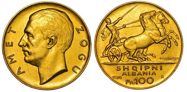 ALBANIA. AHMED ZOGU PRESIDENTE, 1925-1928. 100 Franga 1926.