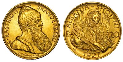 Albania. Ahmed Zogu Presidente, 1925-1928. 20 Franga 1927.