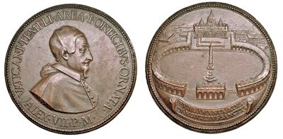 Stato Pontificio. Alessandro VII, (fabio Chigi), 1655-1667. Medaglia in Bronzo 1657. Posa della P...