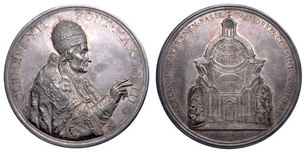 STATO PONTIFICIO. CLEMENTE XII (Lorenzo Corsini), 1730-1740. Medaglia in argento 1733/A. III. Costruzione  [..]