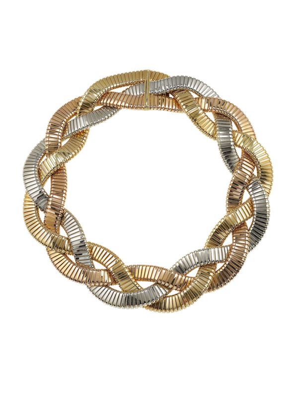 Three-color gold necklace. Signed Weingrill