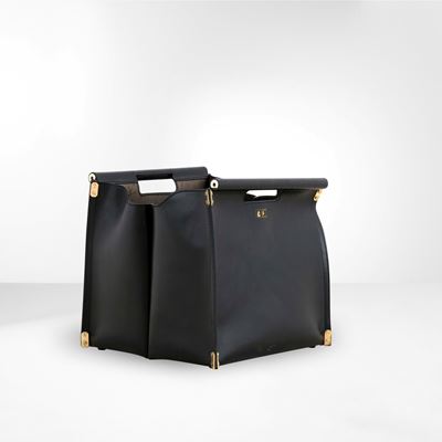 Portalegna in cuoio con dettagli in ottone
