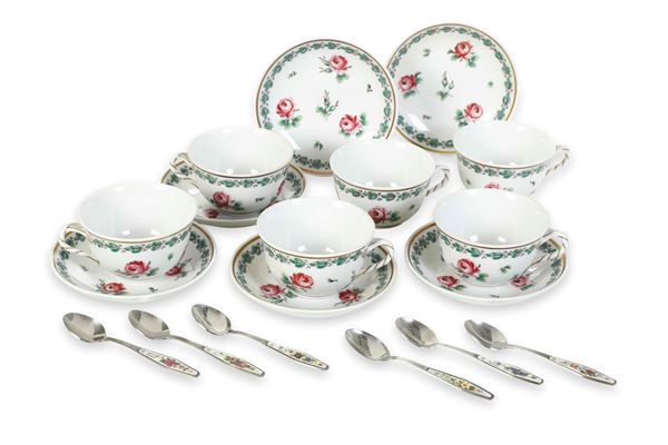 Sei tazze da tè.  Doccia, Manifattura Richard Ginori, XX secolo.