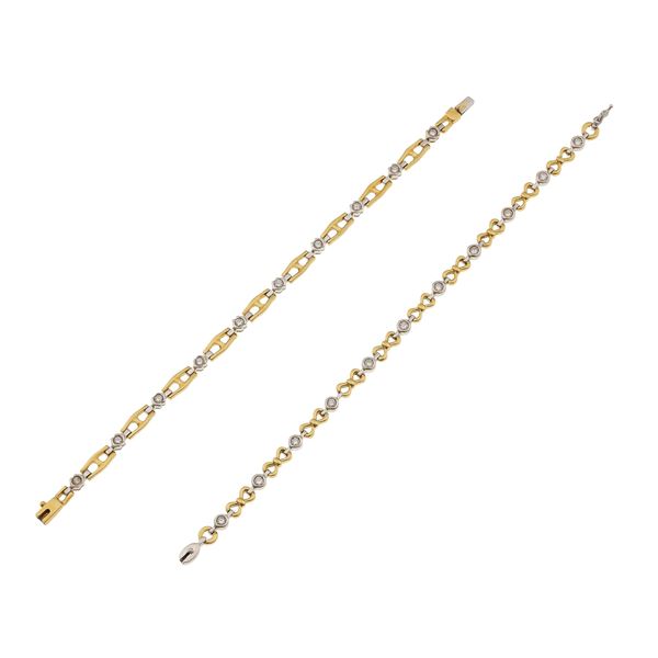 Two diamond and gold bracelet