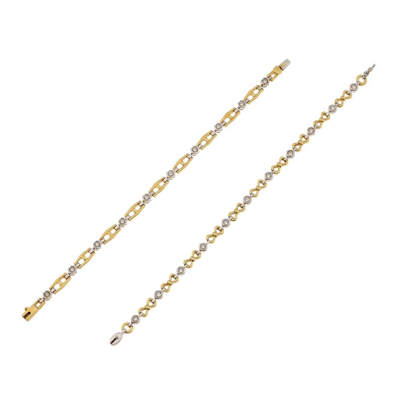 Two diamond and gold bracelet  - Auction Fine Jewellery - Cambi Casa d'Aste