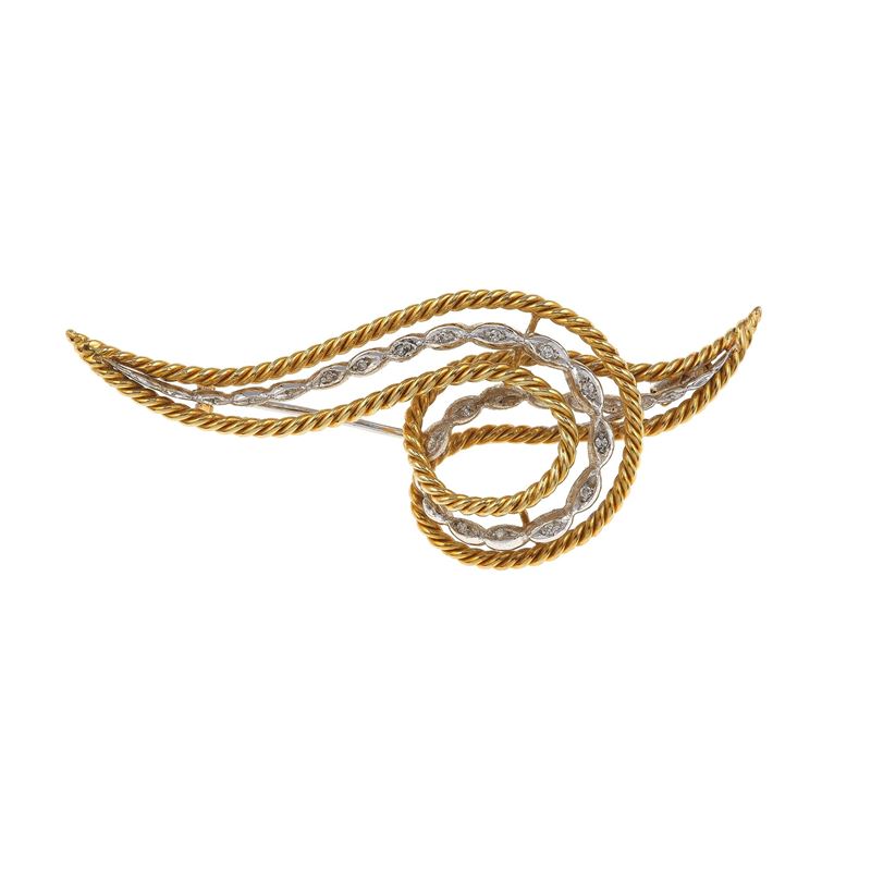Diamond and gold brooch  - Auction Fine Jewellery - Cambi Casa d'Aste