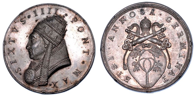 STATO PONTIFICIO. SISTO IV (Francesco Della Rovere), 1471-1484. Medaglia di restituzione in argento (fine sec. XVII).  - Auction Numismatics - Medals and popes - II - Cambi Casa d'Aste