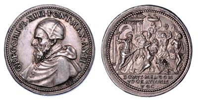 Stato Pontificio. Gregorio XIII (ugo Boncompagni), 1572-1585. Medaglia in Argento A. II. Riforma ...